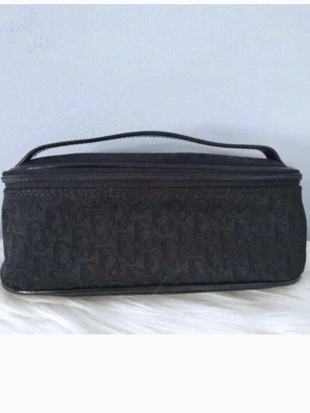 Dior Oblique canvas toiletry cosmetic travel case double zip EUC